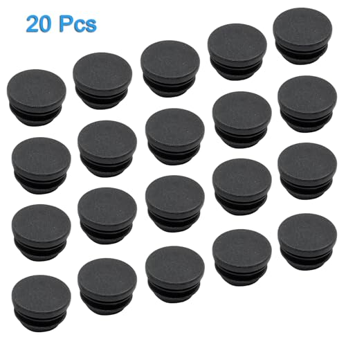 20 Pack 1-1/8 Inch Black Plastic Tube End Caps - Waterproof Fits Round Pipes