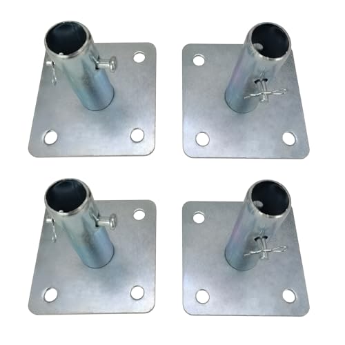 Galvanized Scaffold Base Plates with Pins for Baker Style Support, 4 Pack