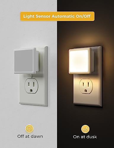 LOHAS LED Night Lights 2-Pack 3000K Soft White Wall Plug-in Auto On/Off