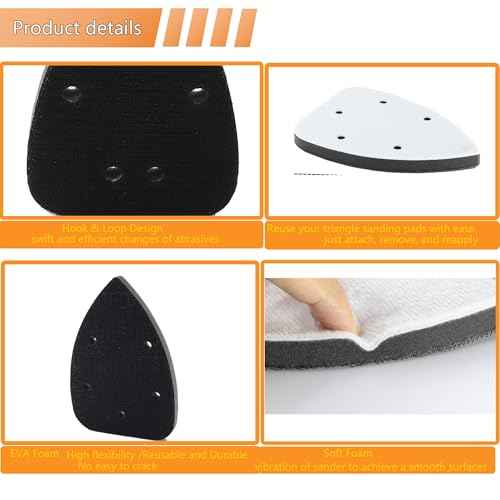 2pcs Mouse Detail Sanding Interface Pad 140mm*90mm 5 Holes Foam Interface Mouse Sander Sandpaper Backing Pad