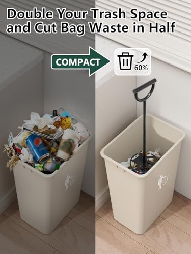 Manual Trash Compactor for Kitchen, All-Metal 19.68" x 5.43" Space Saver
