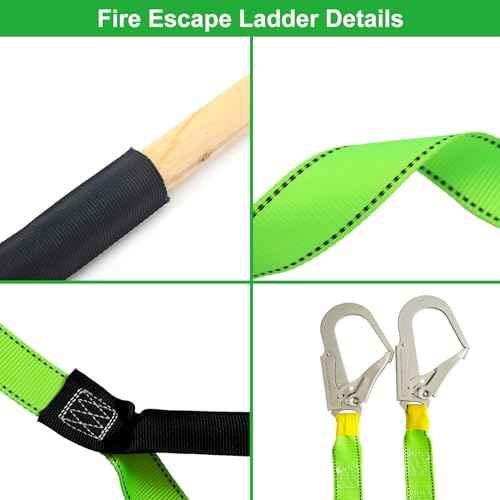 Fire Escape Ladder with 2 Heavy Hooks, 33.1 Feet Emergency Fire Ladder for 3-5 Story Homes, Reusable Safety Rope Ladders for Balcony Railing Treehouse, Green