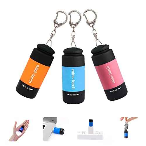 Mini Keychain Light,USB Rechargeable Keychain Flashlights 3 Pack Waterproof Small Flashlights for Emergency LED Tiny Flashlight Colorful Gift for Kids Students Family