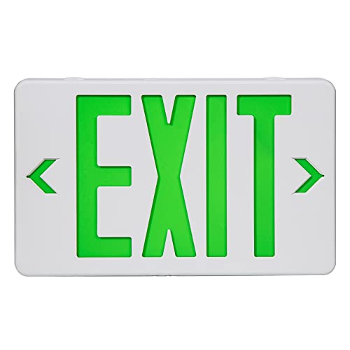 TANLUX Green LED Emergency Exit Sign with Battery Backup, Hardwired, 120/277V, UL Listed — 1 Pack