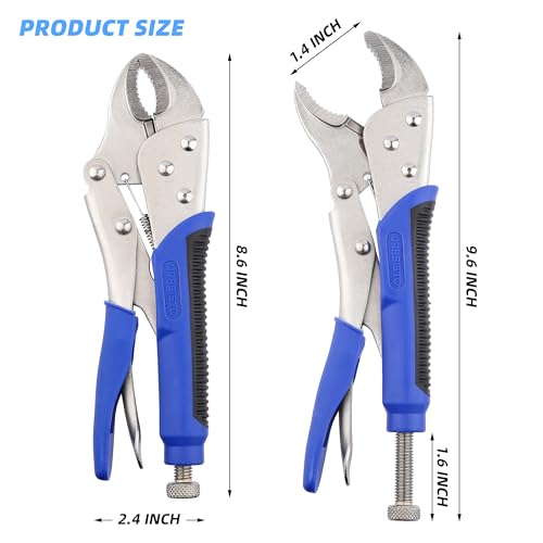 10-Inch Locking Pliers, Premium Alloy Steel Construction, Curved Jaw Locking Pliers with Wire Cutter, Quick Release, Fit for Clamping Twisting Welding