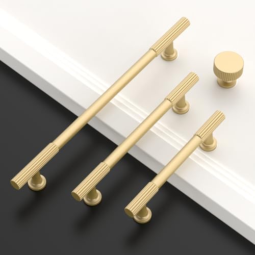 Asidrama 10 Pack 3 Inch Brushed Gold Kitchen Cabinet Handles - Model Included
