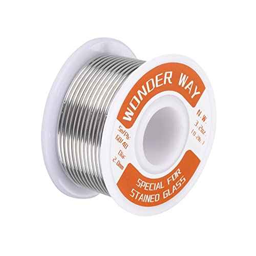 Sn60/Pb40 Solder Wire for Stained Glass Copper Foil, Tiffany Lamps & Church Glass Restoration, 2.0mm Dia No Flux By Wonderway (3.2oz)