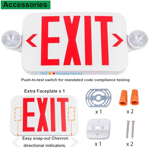 1 Pack Emergency Exit Sign with Battery Backup & LED Lights - UL Certified