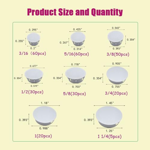 MONEXIO 275Pcs Plastic Hole Plugs Set Grey 8 Sizes for Furniture & Fixtures
