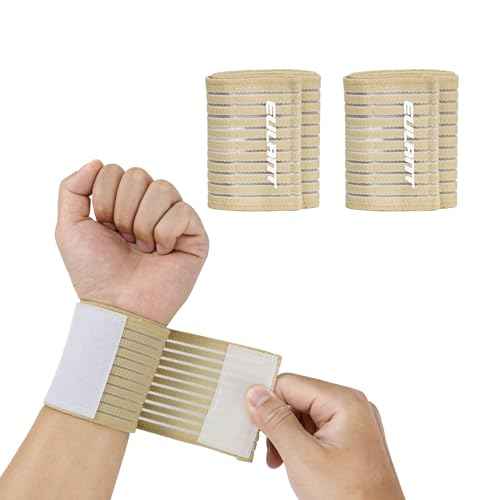 EULANT Elastic Wrist Support Brace 2 Pairs, Adjustable Compression Wrist Wraps Wristbands for Carpal Tunnel Arthritis Tendonitis Weightlifting Tennis Basketball Working Out Fitness