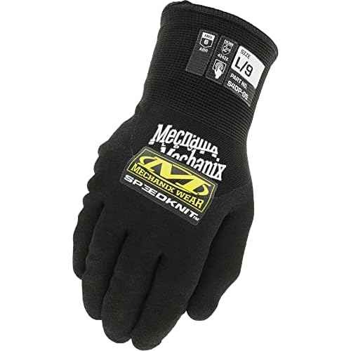 Mechanix Wear SpeedKnit Thermal S4DP05 Gloves - Winter Work Gloves for Protecting Hands in Cold Weather - Insulated - Touchscreen Capable - Water, Abrasion & Cut-Resistant - Large - Black