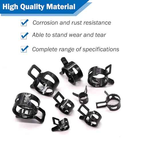 Tnisesm 80Pcs Spring Band Hose Clamps Assortment kits Silicone Vacuum Hose Pipe Clamp 7mm 9mm 10mm 11mm 14mm 15mm 16mm 18mm Low Pressure Air Clip Clamp(Black)