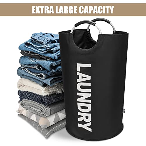 DOKEHOM 90L Collapsible Laundry Basket Bag with Soft Handle, Black