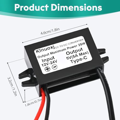 2-Pack Waterproof 12V/24V to 5V USB-C Buck Converter 25W Power Module for Raspberry Pi & Phones