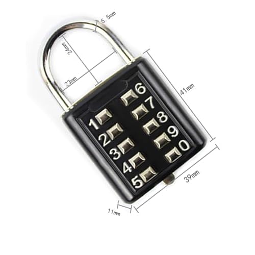 ZENG 10-Button Combination Padlock ? Pre-Set 5-Digit Unchangeable Code, Hardened Steel Shackle for Gym Lockers, Toolboxes, Fences(Black-1pcs)