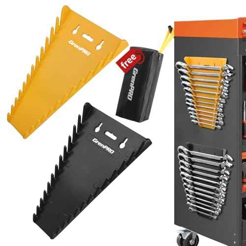 Wrench Organizer for Tool Box, 2 Pack Magnetic Wrench Holders Organizers, Storage for Tool Box Drawer, SAE 1/4" - 15/16" & Metric 6 MM-24 MM Wrenchs Rack