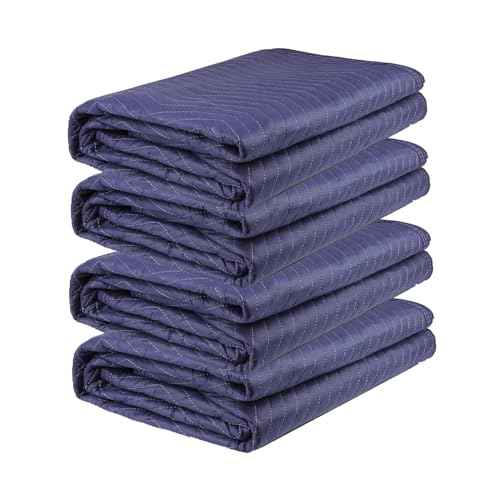 4 Pack Moving Blankets Heavy Duty 80"x72" Quilted Packing Blankets for Moving Furniture Padded Shipping Furniture Mover Blue