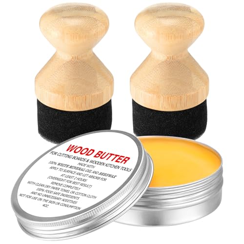 3 Pcs Cutting Board Oil 4 oz Applicator Wood Cutting Board Oil Wax with Brush for Butcher Block and Wooden Kitchen Tools