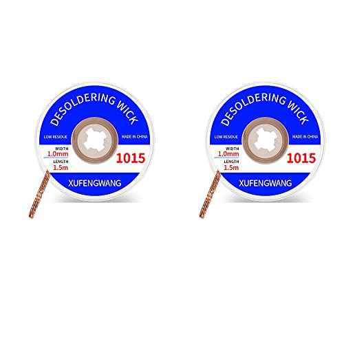 Solder Wick Braid with Flux Super 5ft Length 1mm Width Desoldering Wick Braid Remover Tool Solder Sucker 2 piece No-Clean Soldering Wick Wire Roll and Disassemble Electrical Components