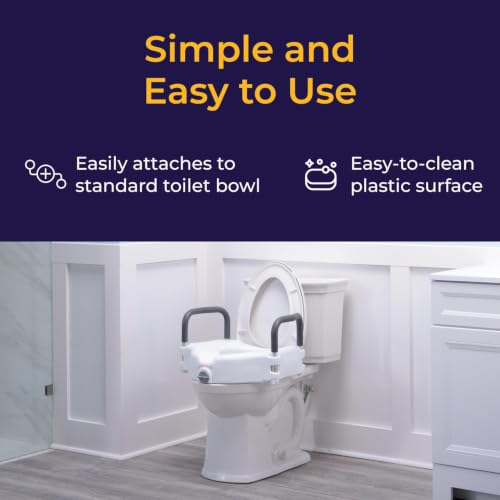 Drive Medical Standard 2-in-1 Raised Toilet Seat with Removable Padded Arms