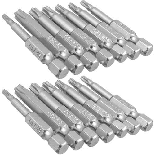 Wolfride 2 Set of 7Pcs 5 Point Torx Security Bits Magnetic 5 point Star Tamper Proof Bit Set 1/4" Hex Shank 5 Sided Torx Screwdriver Bits Set 2-Inch Length |T10 T15 T20 T25 T27 T30 T40