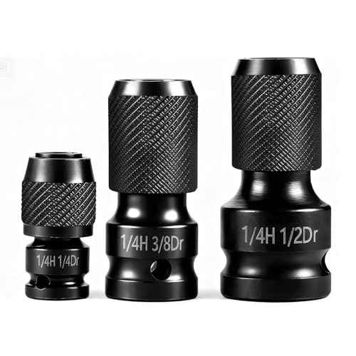 3-Piece Quick Release Impact Bit Holder Set, 1/2" 3/8" 1/4" Square Drive to 1/4" Hex Shank Adapter, Impact Wrench Converter for Ratchet & Power Tools