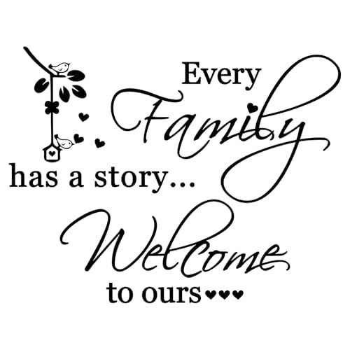 Wall Decals Stickers Inspirational, Every Family has a Story Welcome to Ours, Vinyl Positive Saying Motivational Quotes Decal, Motivational Quote Sayings Wall Stickers DIY Home Decors