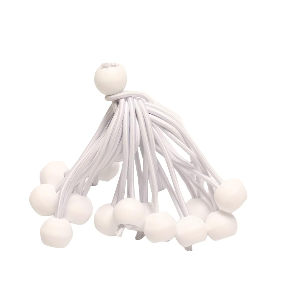 30 PCS Ball Bungee Cord, Heavy-Duty & Versatile, Indoor & Outdoor, Tarp Tie-Down, Organize & Secure, 6-Inch, White
