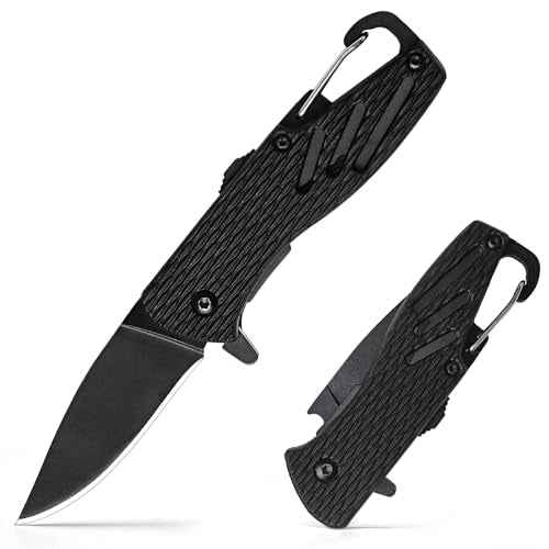 Keychain Folding Knife, Small Pocket Knife with Safety Lock, 2.5" Steel Blade, Bottle Opener, Great EDC Tool for Father's Day Gift (Model 6175P)