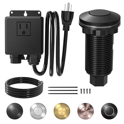 Joinfworld Waterproof Matte Black Garbage Disposal Air Switch Kit - Easy Install