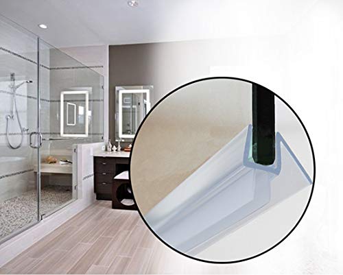 Butecare 3/8'' Frameless Shower Door Bottom Seal - Clear Vinyl Water Barrier, 2-Pack
