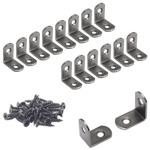 Gun Metal L Bracket 1x1 Inch Corner Support Metal Fastener Set