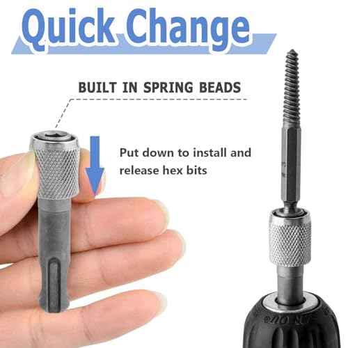 Mesee 5 Pieces SDS-Plus Shank Drill Chuck Adapters SDS PLUS to 1/4" Hex Socket Adapter Converter 1/4 Inch Hex Shank Screwdriver Drill Bit Holder for Electric Hammer Impact Drills