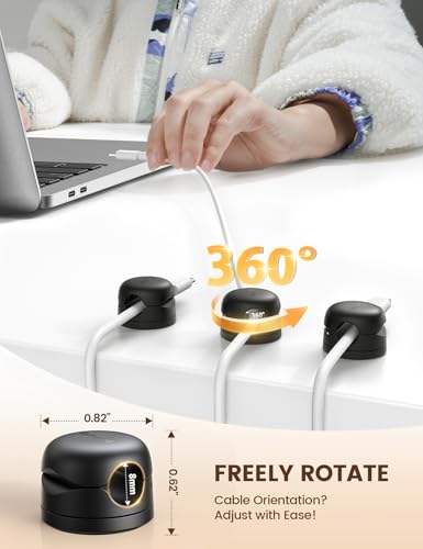 Lamicall 6 Pack Rotatable Cord Organizer Clips with Spring Lock - Cable Management