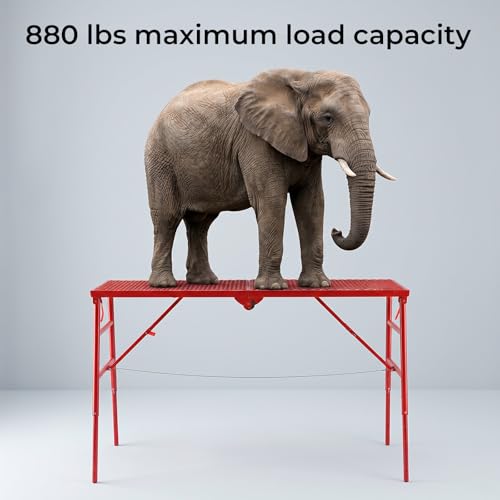 Glyphlightek 71in Foldable Heavy-Duty Scaffolding Platform 880LBS Load, 6-Gear Height Adjustment