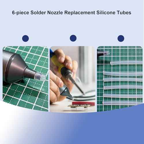 6-piece solder nozzle replacement silicone tubing for SS-02 solder nozzles for easy removal of solder.