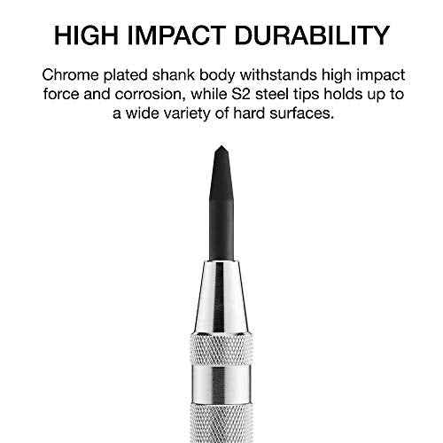 NEIKO 02639A 6-Inch Automatic Center Hole Punch with Adjustable One-Handed Spring Impact, Chrome-Plated Shank, and Premium S2 Steel Tip