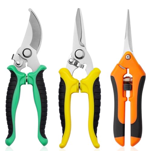 Drametic+ Multicolor Stainless Steel Gardening Pruning Shears 3 Pack