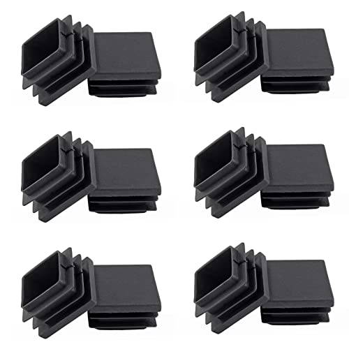 Uenhoy 30 Pack 1-1/2" Square Plastic End Caps for Tubing, Black