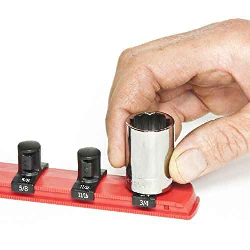 Ernst Manufacturing - 8411-Red-3/8 8411 8-Inch Socket Organizer with 9 3/8-Inch Twist Lock Clips, Red