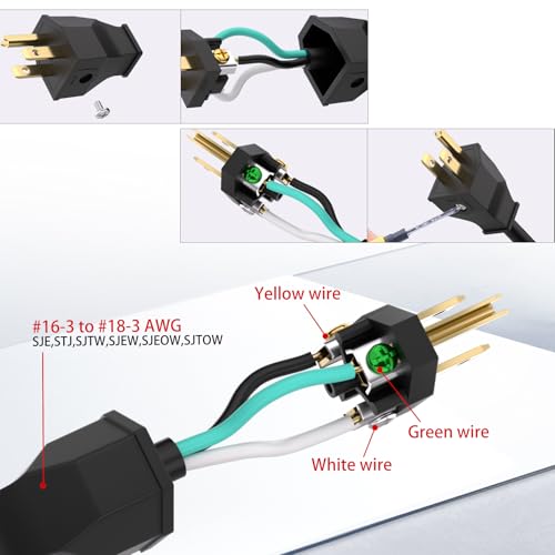 STARELO 10PCS NEMA 5-15P Electrical Replacement Plugs 125V 15A Male Extension Cord Ends