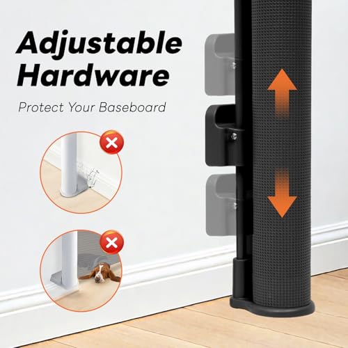 Peluasua Black Retractable Baby Gate for Doorways 55" Wide x 33" Tall Mesh Pet & Child Safety Barrier