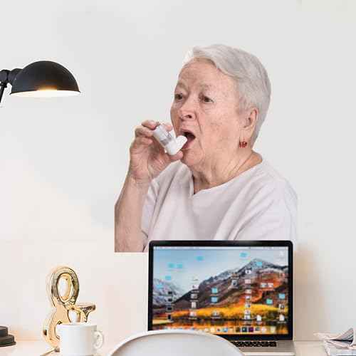 Sweet Grandma with Inhaler Wall Sticker, Funny Elderly Lady Sticker for Home Decor, Nursing Rooms, or Health Care Space,12.6¡¿14.6 in¡±