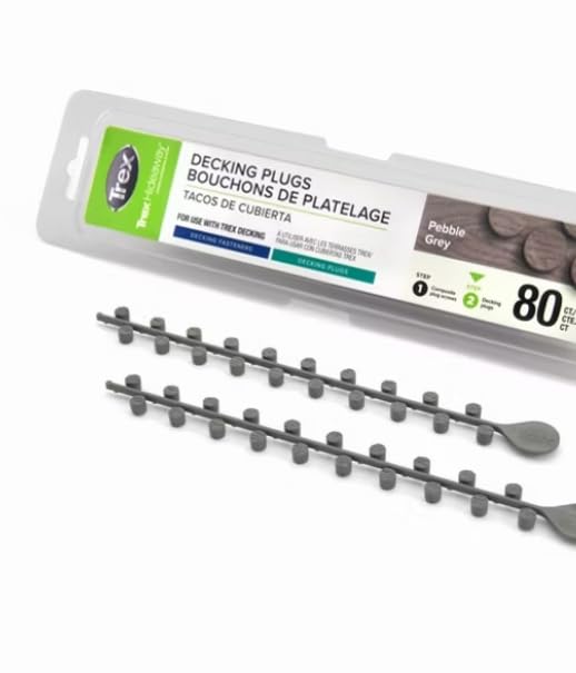 Trex Decking Plugs Pebble Grey (80 Count) - Hidden Fastener Solution for Trex Decks