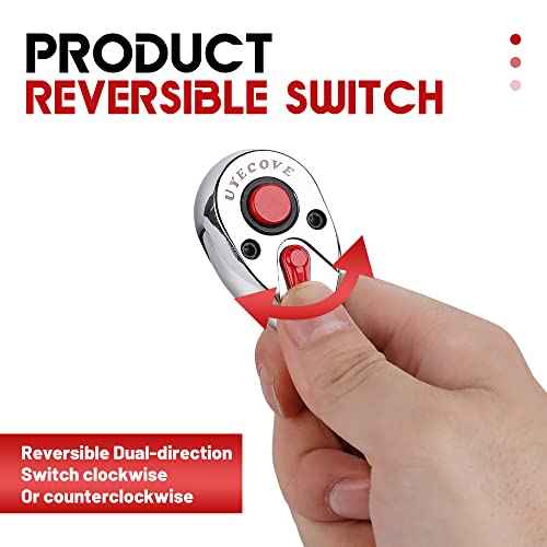 3/8 Inch Drive Ratchet Wrench - 72-Tooth, Reversible Cr-Mo Colorful Head - 4.02''/10.2cm