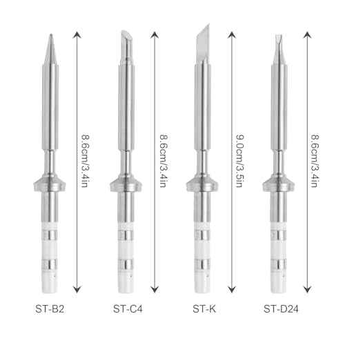 FEITA Mini Pencil Soldering Iron Tips Replacement for Pinecil Micro Soldering Iron, PTS200/TS100 Portable Solder Pen Tool Soldering Accessories (ST-B2/C4/K/D24 4Pcs)