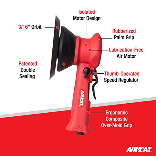 AIRCAT 6310 6-Inch Dual Action Orbital Sander 10,000 RPM for Automotive & Workshop