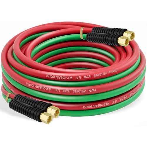 RX WELD Oxygen Acetylene Hose 1/4-Inch ¡¿ 25 Feet with 9/16"-18 B fittings,Torch Hose,Grade R (25 Feet)