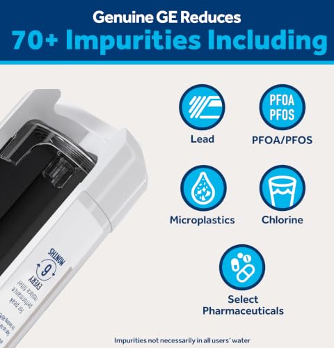 GE XWFE Refrigerator Water Filter 1-Pack - Genuine Fit & Reduces 70+ Impurities
