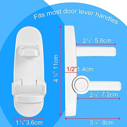 Childproof Door Lever Lock 2 Pack White - Baby Safety Locks No Drilling, Easy Install